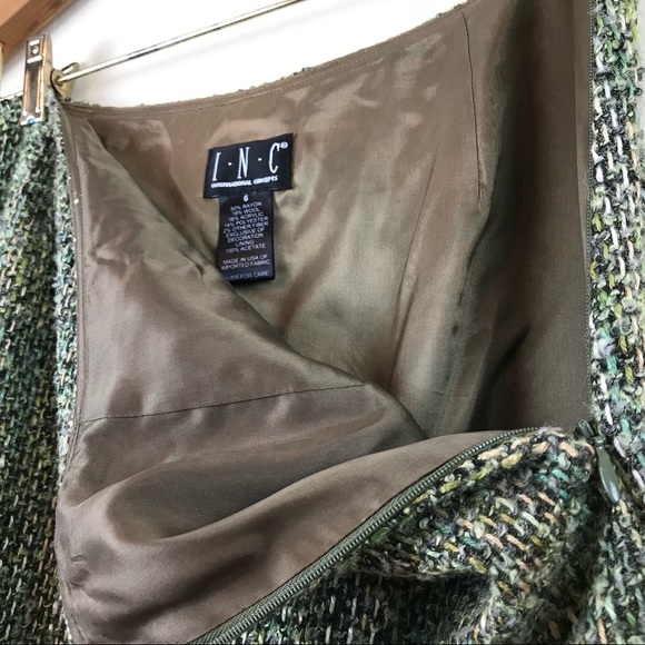 INC Mermaid Green Tweed Ruffle Skirt 6 - Picture 4 of 7